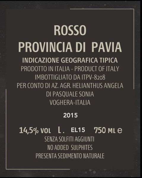 MORDIGALLINA 2015 Vino Alchemico Eliantus Sonia Igor